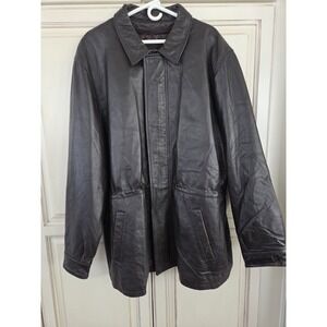 Jim & Mary Lou Leather Jacket Men's 3xl Silk Quilted Lined Coat Thrashed Grunge